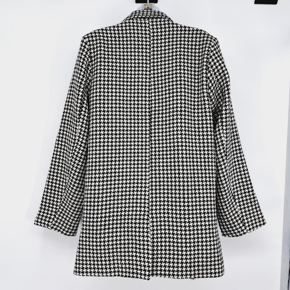 Aura No Bad Angles Oversized Houndstooth Wool Blend Gold‎ Button Blazer Size M - Picture 6 of 13